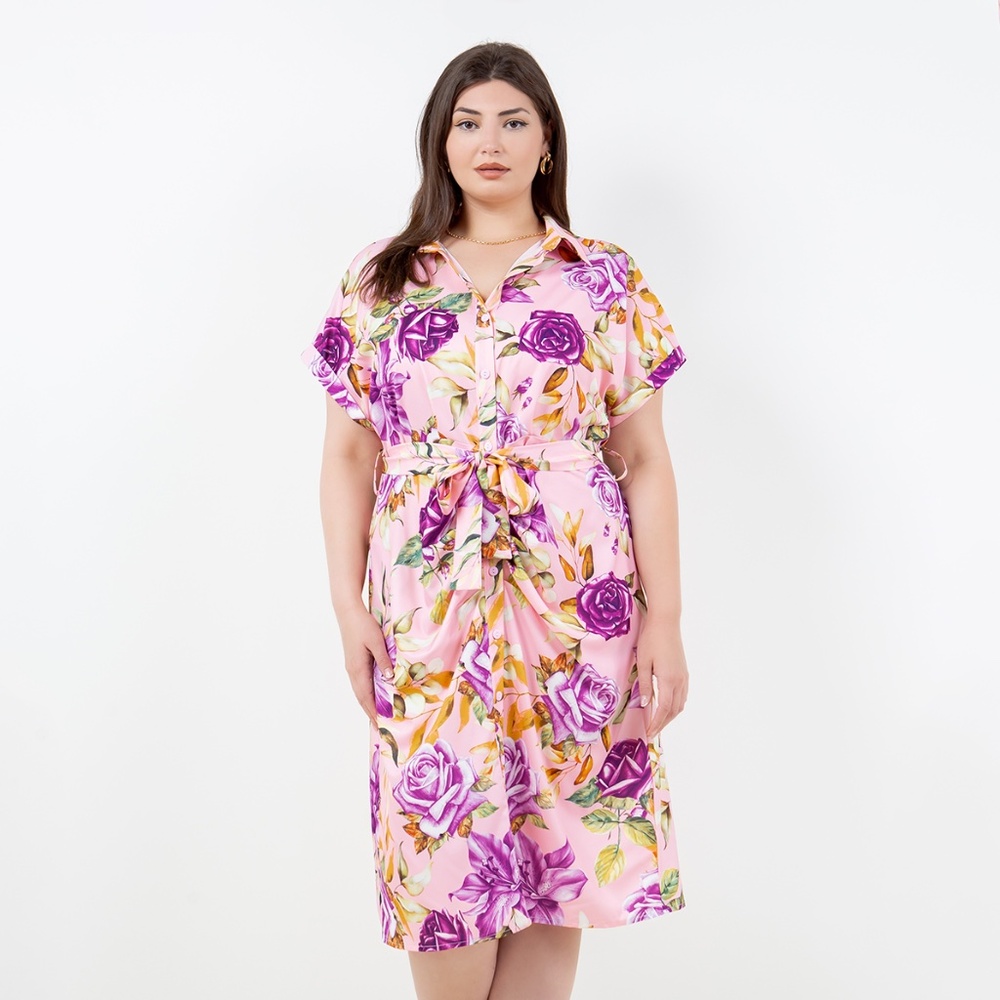 R-102-2，Print dress plus size，Plus Size ，Curve Size，Brand new，Printed dress